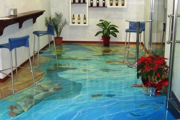 contrapiso azul mar resinado