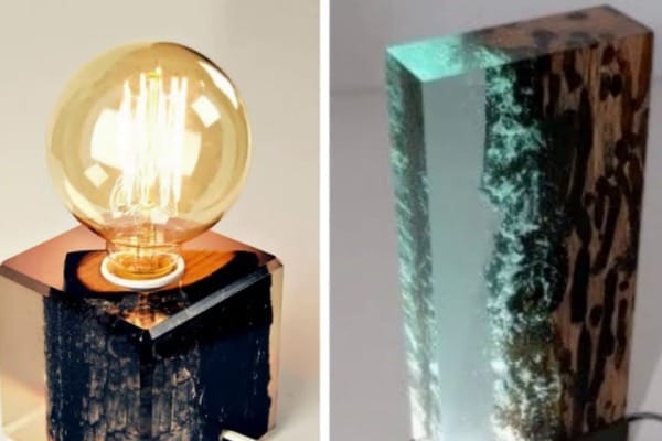 duas luminarias resinadas