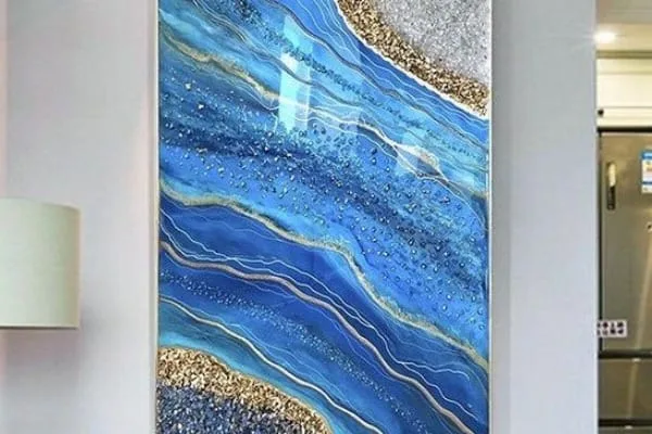 quadro vertical azul resinado