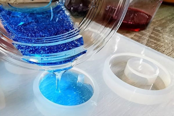 resina azul de artesanato